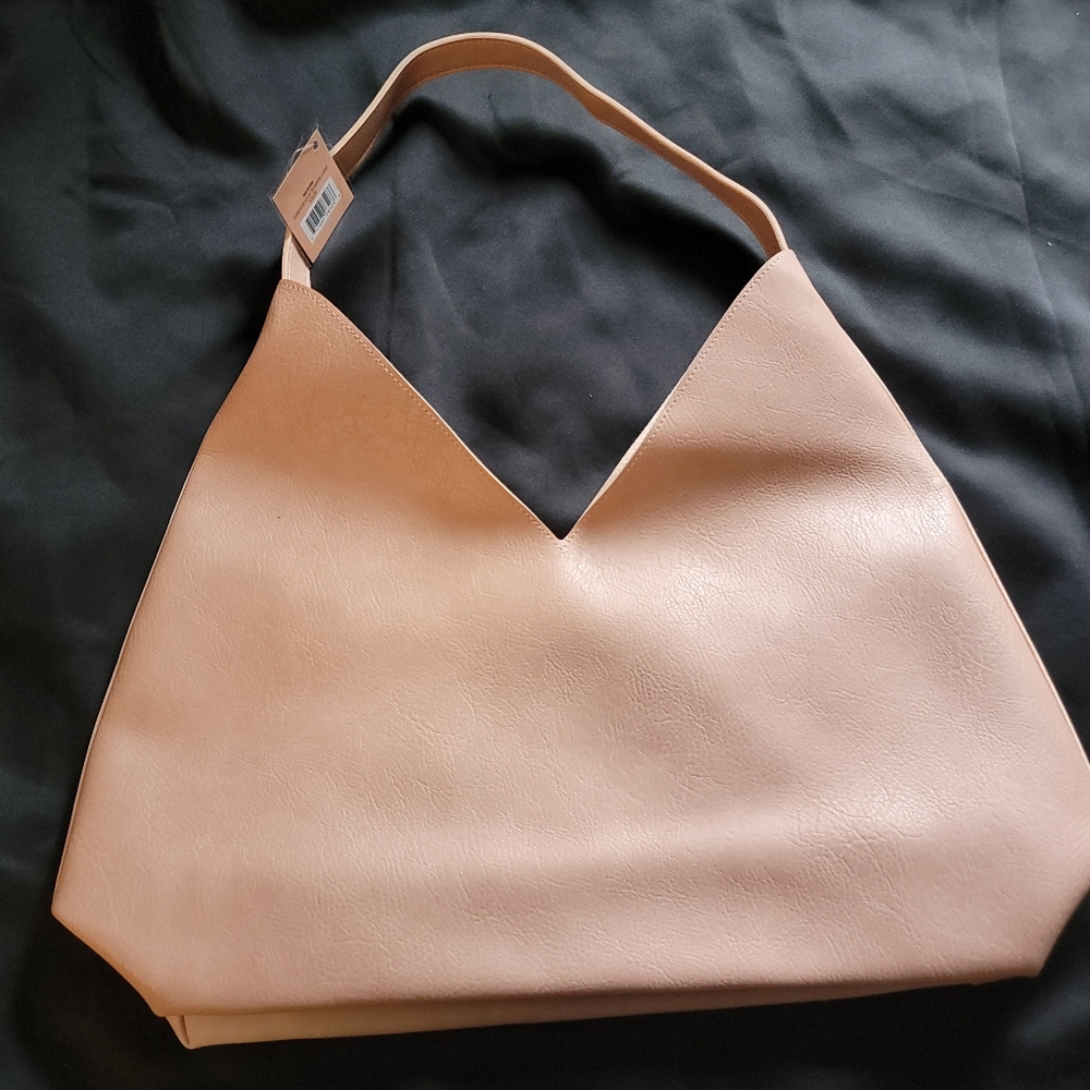 Ulta Beauty Blush Pink Asymmetrical Faux Leather Tote Shoulder Bag, Zip Pocket - Picture 2 of 5